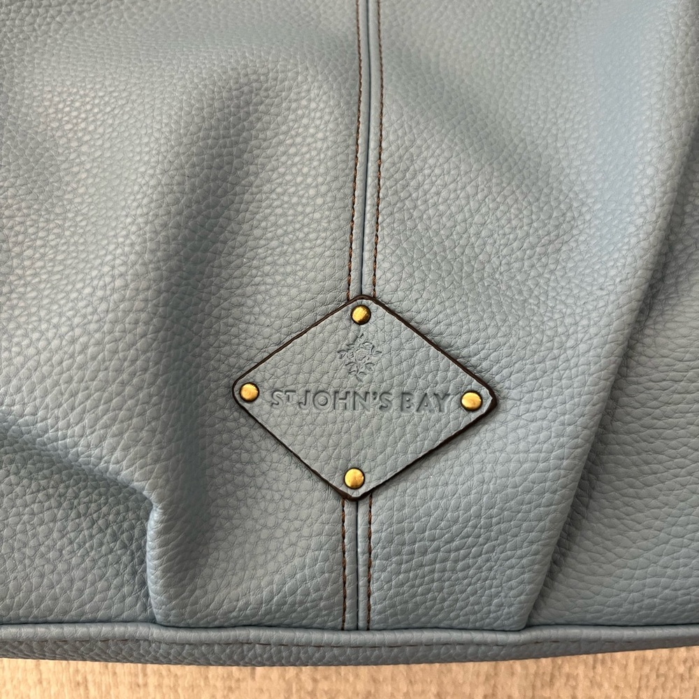 St Johns Bay New with Tags Blue Leather Tote Bag - Picture 2 of 10